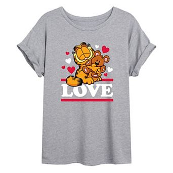 Juniors' Garfield Love Oversized Tee