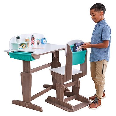 KidKraft Grow Together Pocket Adjustable Desk with Hutch & Chair