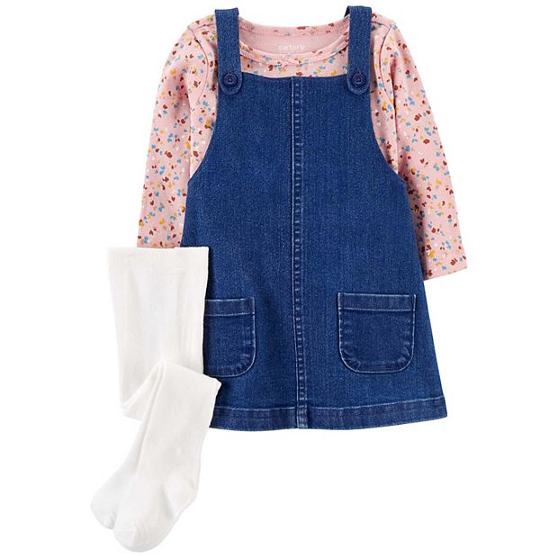 Baby girl carter's floral shop tee & chambray shortalls set