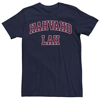 Men's Trendy Hahvahd Lah Collegiate Humor Tee