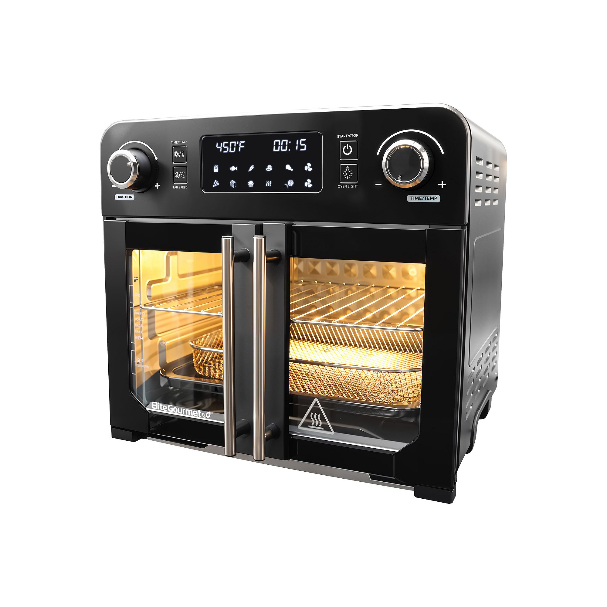 Elite Cuisine Digital 23L French Door Air Fryer Oven with Interior Light, B
