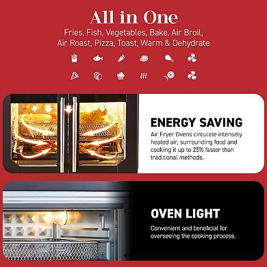 Elite Cuisine Digital 23L French Door Air Fryer Oven with Interior Light