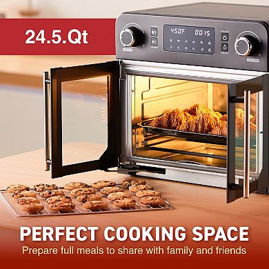 Elite Cuisine Digital 23L French Door Air Fryer Oven with Interior Light