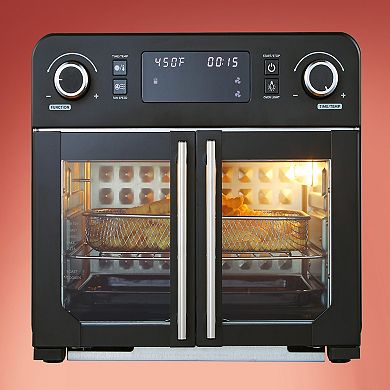 Elite Cuisine Digital 23L French Door Air Fryer Oven with Interior Light