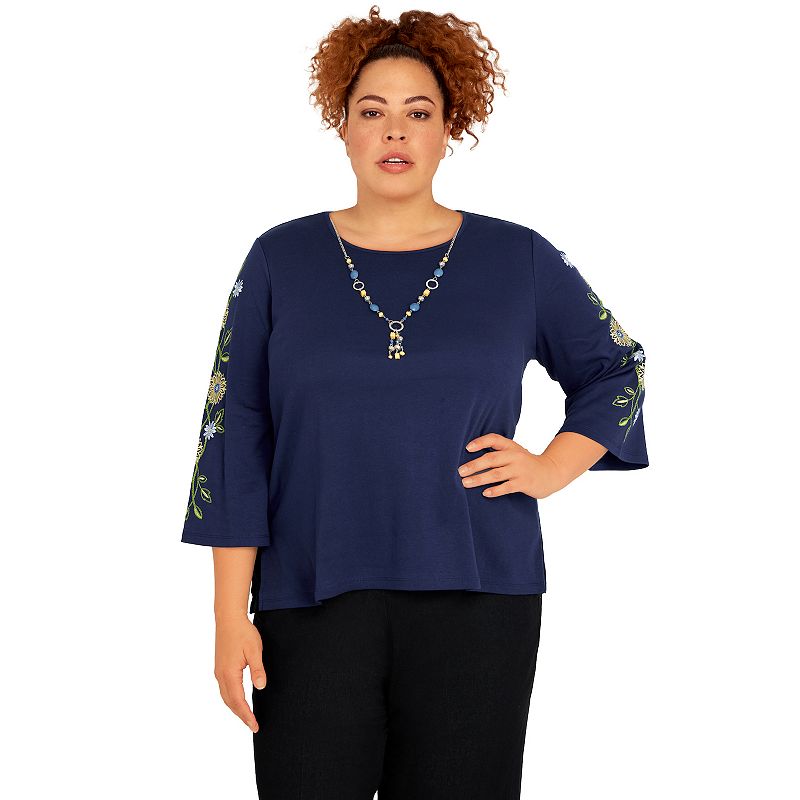 30108404 Plus Size Alfred Dunner Bright Idea Embroidered Sl sku 30108404