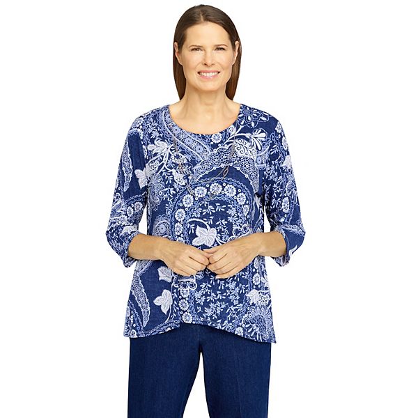 Plus Size Alfred Dunner Bright Idea Paisley Floral Knit Top