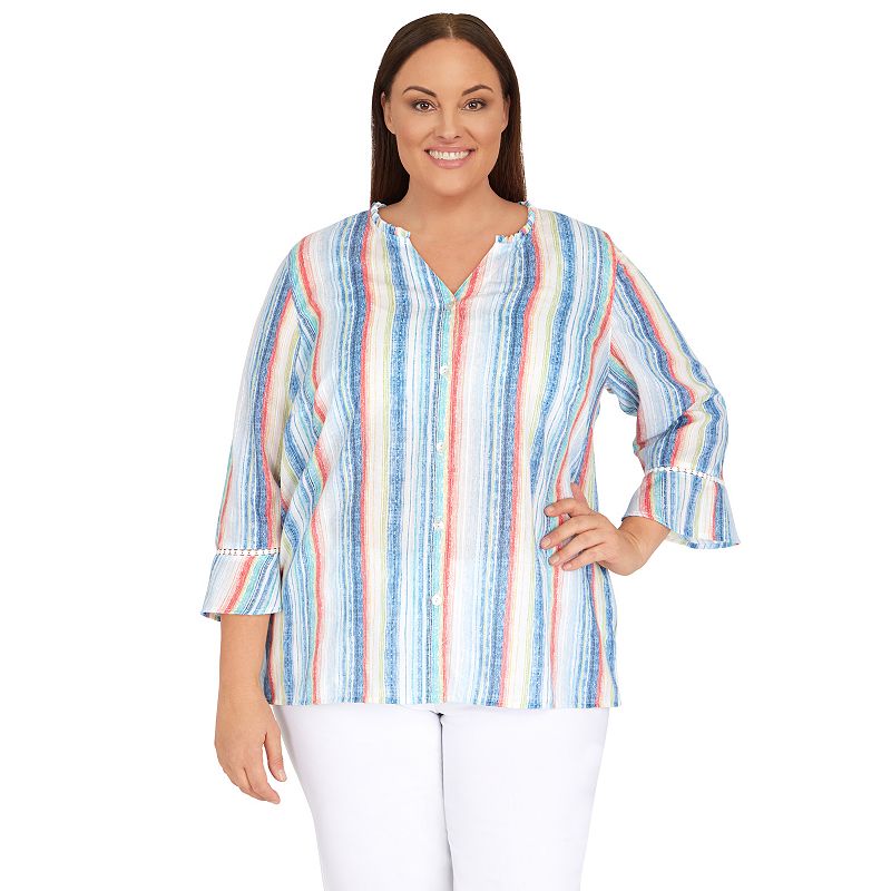 37580442 Plus Size Alfred Dunner Peace of Mind Button-Down  sku 37580442