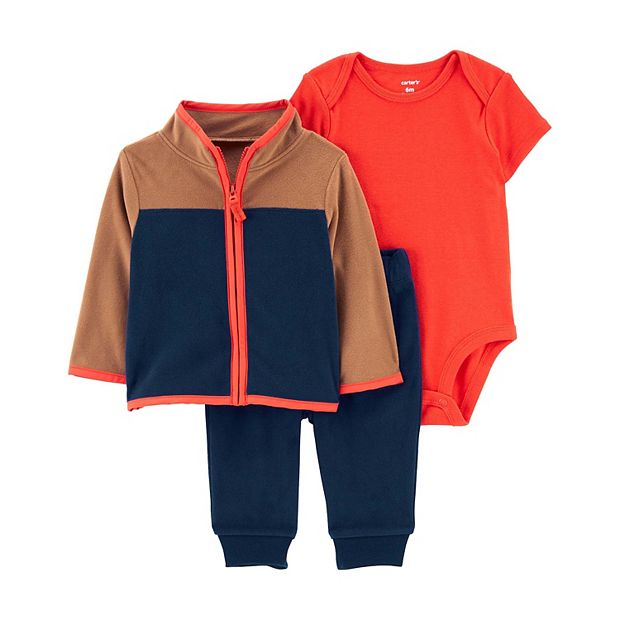 Baby Boy Carter s 3 Piece Fleece Colorblock Jacket Jogger Pants