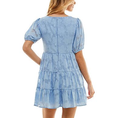 Juniors' Speechless Short Sleeve Tiered Mini Dress