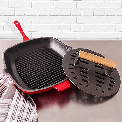 BergHOFF Neo 2-pc. Cast-Iron Grill Pan & Slotted Steak Press Set