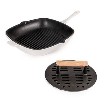 BergHOFF Neo 2 pc Cast-Iron Grill Pan & Slotted Steak Press Set