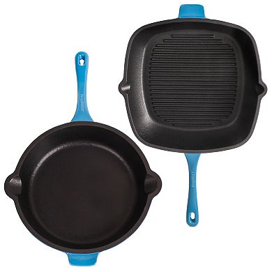BergHOFF Neo 3-pc. Cast-Iron Frypan, Grill Pan & Slotted Steak Press Set