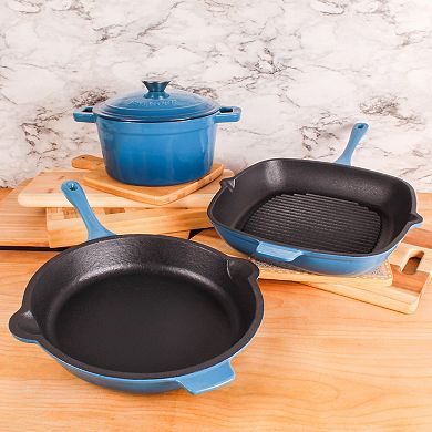 BergHOFF Neo 4-pc. Cast-Iron Grill Pan, Frypan & Dutch Oven Set