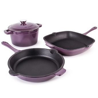 BergHOFF Neo 4 pc Cast-Iron Grill Pan, Frypan & Dutch Oven Set