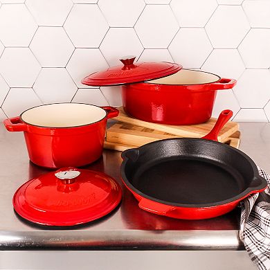 BergHOFF Neo 5-pc. Cast-Iron 3-qt. & 5-qt. Dutch Ovens & Frypan Set