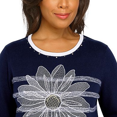 Petite Alfred Dunner Bright Idea Sunflower Sweater
