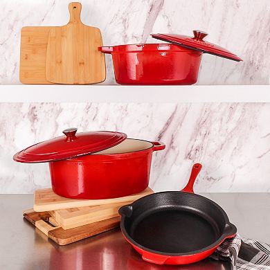 BergHOFF Neo 5-pc. Cast-Iron 5-qt. & 8-qt. Dutch Ovens & Frypan Set