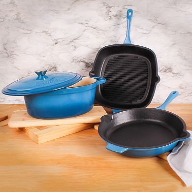 BergHOFF Neo 4-pc. Cast-Iron Frypan, Grill Pan & Dutch Oven Set