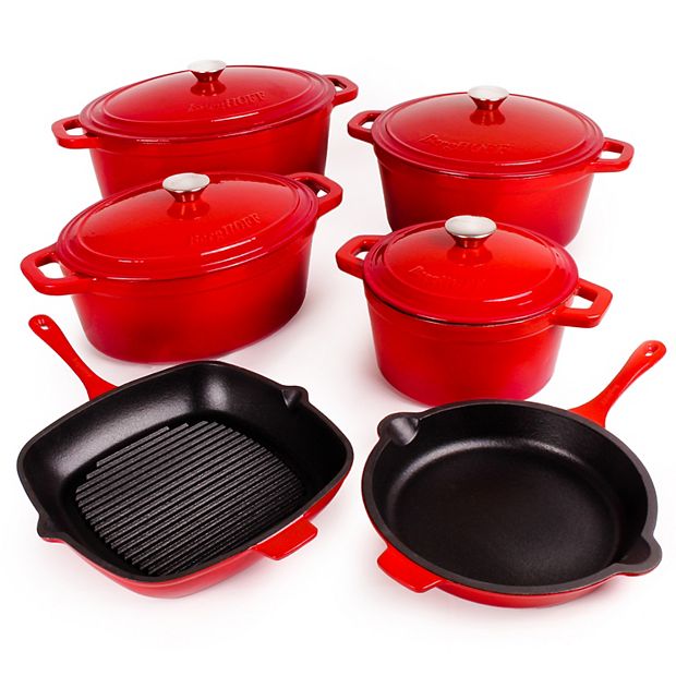 BergHOFF Neo 4-pc. Cast-Iron Frypan, Grill Pan & Dutch Oven Set