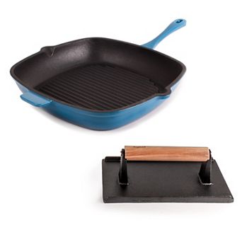 BergHOFF Neo 2 pc Cast-Iron Grill Pan & Bacon/Steak Press Set