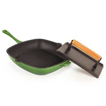 BergHOFF Neo 2 pc Cast-Iron Grill Pan & Bacon/Steak Press Set