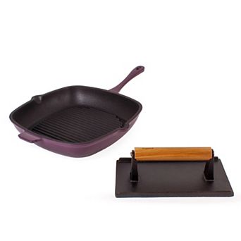 BergHOFF Neo 2 pc Cast-Iron Grill Pan & Bacon/Steak Press Set