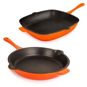 BergHOFF Neo 2 pc Cast-Iron Frypan & Grill Pan Set