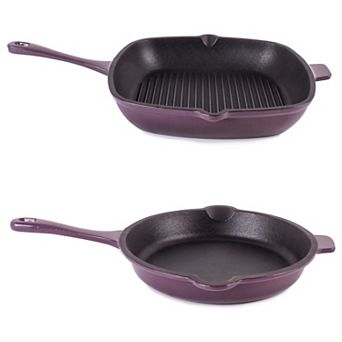 BergHOFF Neo 2 pc Cast-Iron Frypan & Grill Pan Set