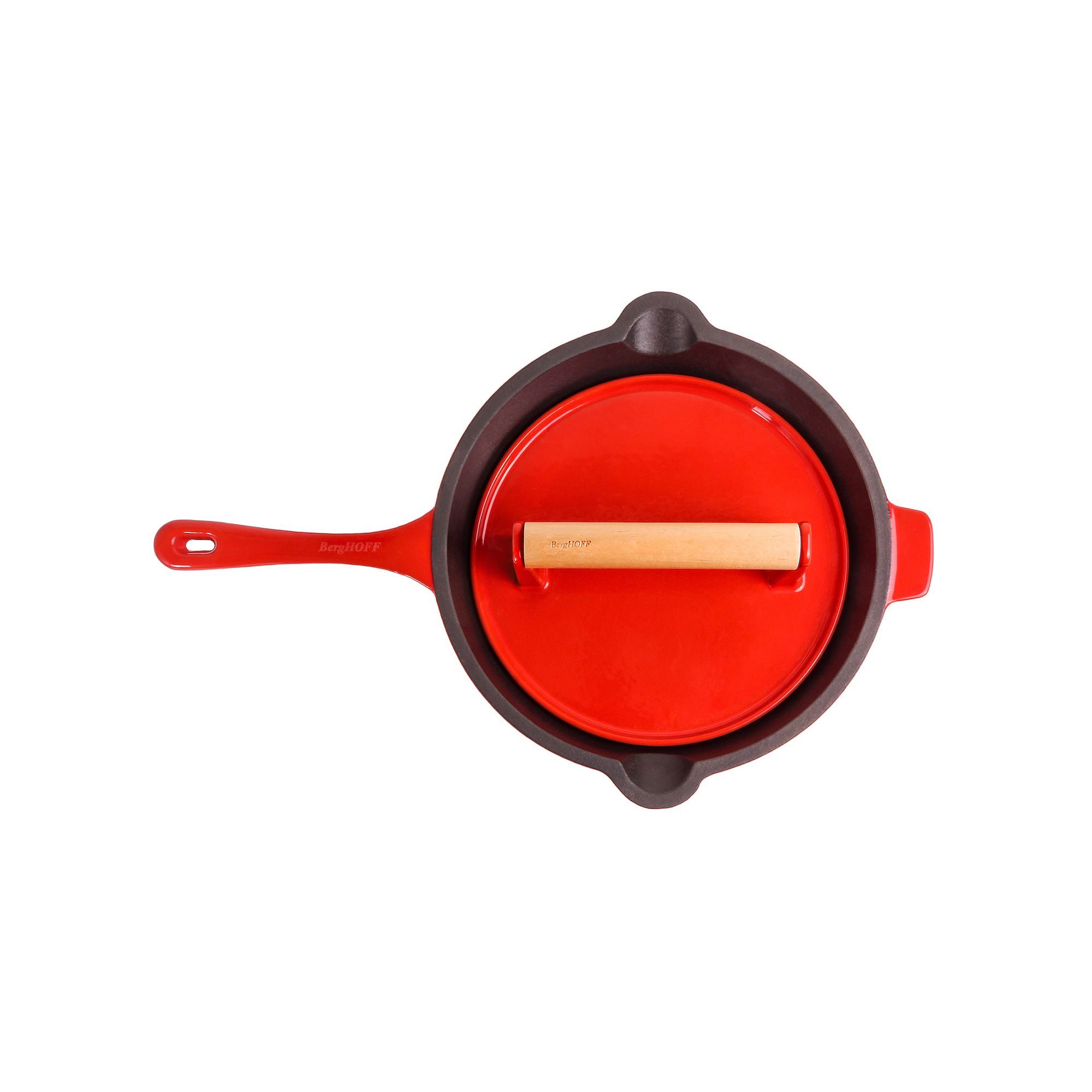 BergHOFF Neo 2-pc. Cast-Iron Frypan & Steak Press Set, Red