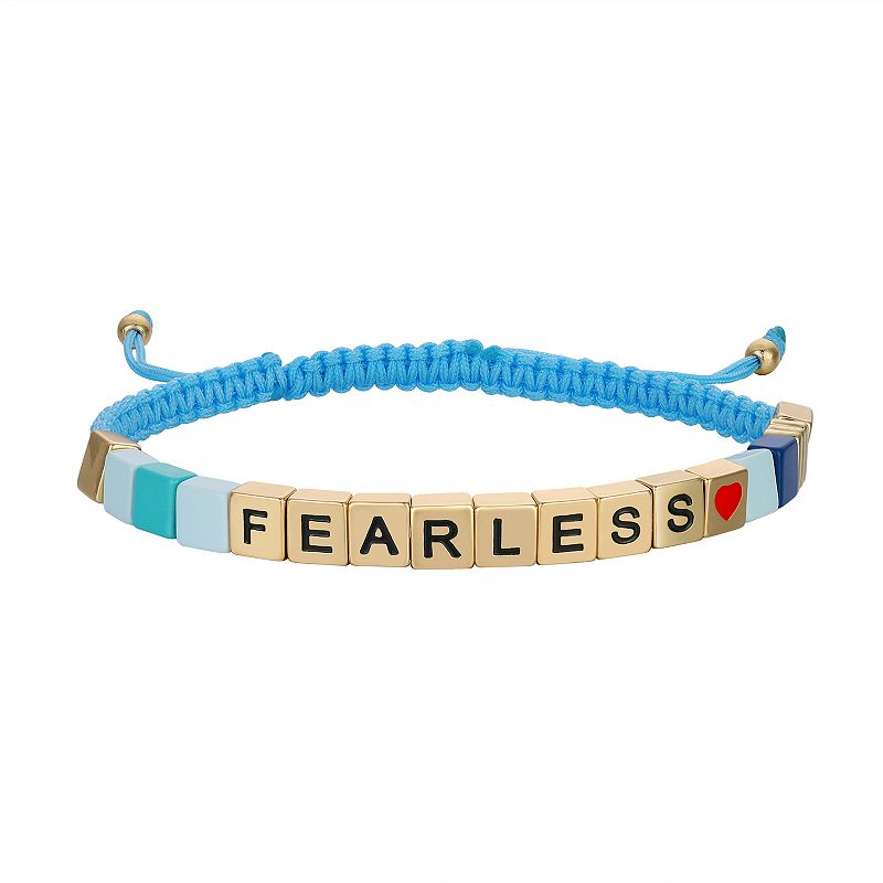 Love This Life 14k Gold Flash-Plated Fearless Tile & Cord Bracelet, Wo