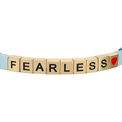 Love This Life 14k Gold Flash-Plated "Fearless" Tile & Cord Bracelet