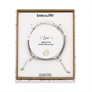 Love This Life® Fine Silver Plated "Love" Tile & Cord Bracelet