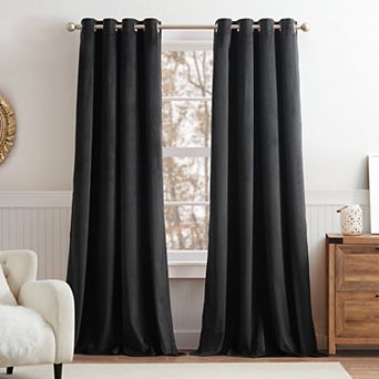 G.H. Bass & Co. Clark Corduroy Grommet Charcoal Set of 2 Window Curtain Panels
