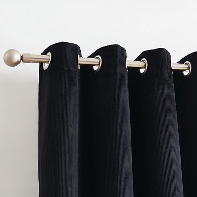 G.H. Bass & Co. Clark Corduroy Grommet Charcoal Set of 2 Window Curtain Panels