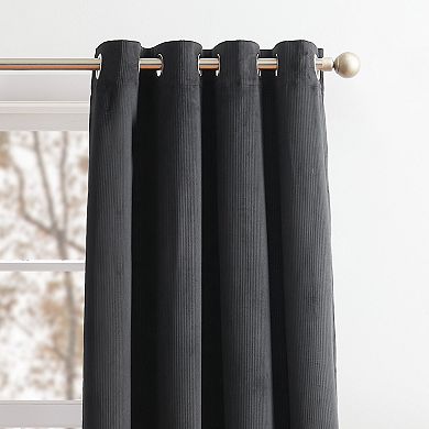 G.H. Bass & Co. Clark Corduroy Grommet Charcoal Set of 2 Window Curtain Panels