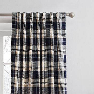 G.H. Bass & Co. Lakeview Plaid Backtab Navy Set of 2 Window Curtain Panels