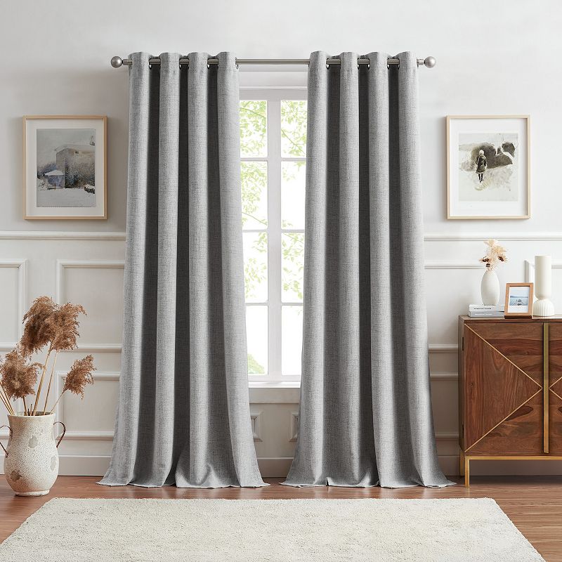 G.H. Bass & Co. Terrain Grommet Lined Set of 2 Window Curtain Panels, Grey,