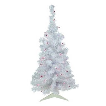 3' Pre-lit Rockport White Pine Artificial Christmas Tree Purple Lights