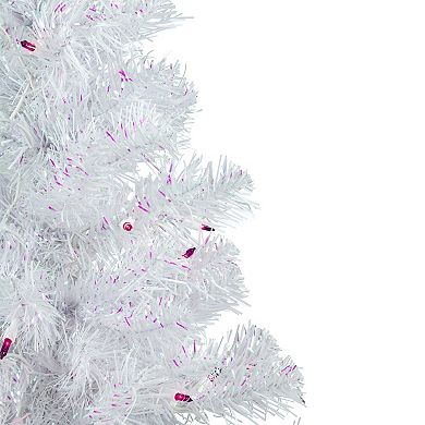 3' Pre-lit Rockport White Pine Artificial Christmas Tree Purple Lights