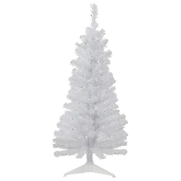 4' Pre-lit Rockport White Pine Artificial Christmas Tree Green Lights