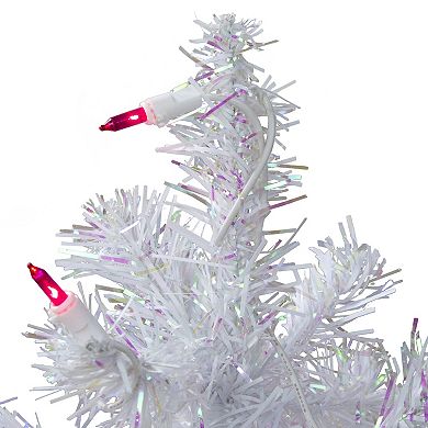 2' Pre-Lit White Pine Slim Artificial Christmas Tree - Pink Lights