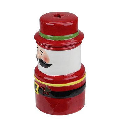 5.5" Red Ceramic Santa Gnome Christmas Tealight Candle Holder