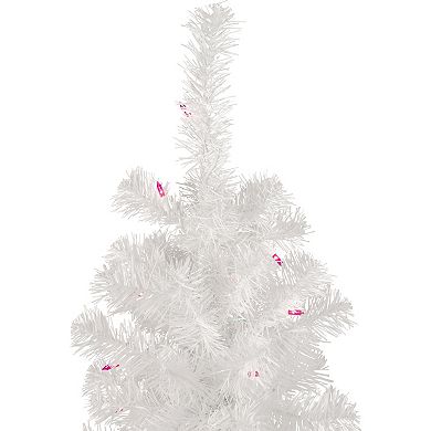 4' Pre-Lit White Pine Slim Artificial Christmas Tree - Pink Lights