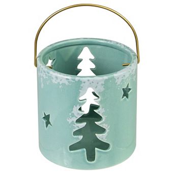 4.25" Green Christmas Tree Cutout Tea Light Candle Holder