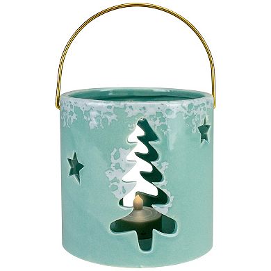 4.25" Green Christmas Tree Cutout Tea Light Candle Holder