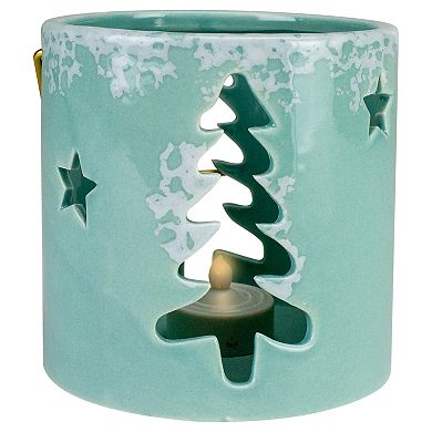 4.25" Green Christmas Tree Cutout Tea Light Candle Holder