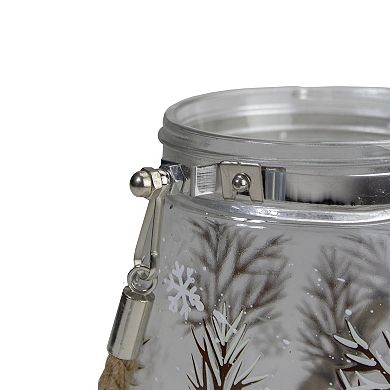 6.25" Trees and Fawns Flameless Glass Candle Lantern