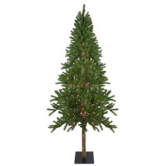 7' Pre-Lit Alpine Artificial Christmas Tree - Clear Lights