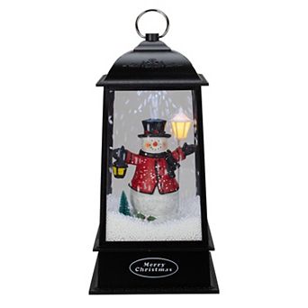 13" Lighted Snowman Christmas Lantern with Falling Snow