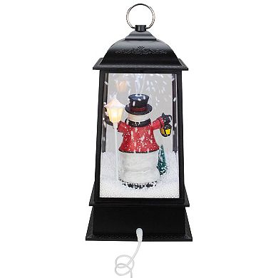 13" Lighted Snowman Christmas Lantern with Falling Snow